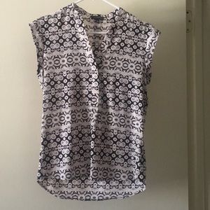 The Limited V Neck Short Sleeve XS Navy & Cream